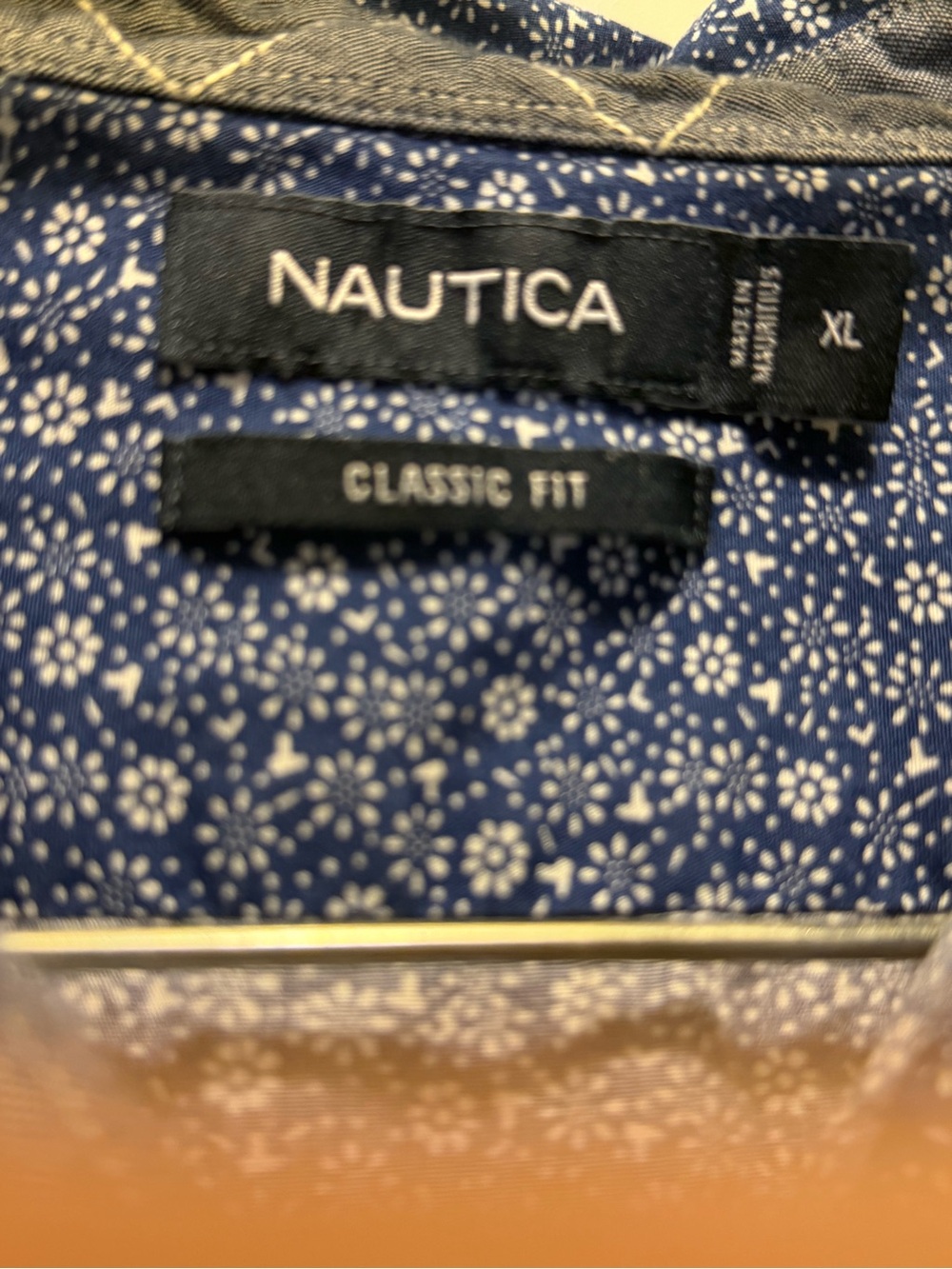 Nautica Men's Blue Floral Button-Down Shirt - Picture 3 of 3